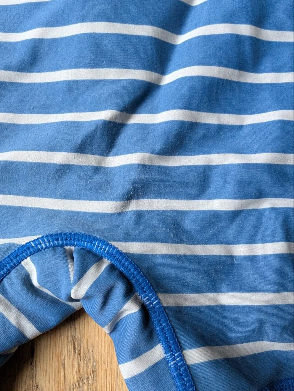Hanna Andersson Blue & Green Striped Short-Sleeve Swim Romper